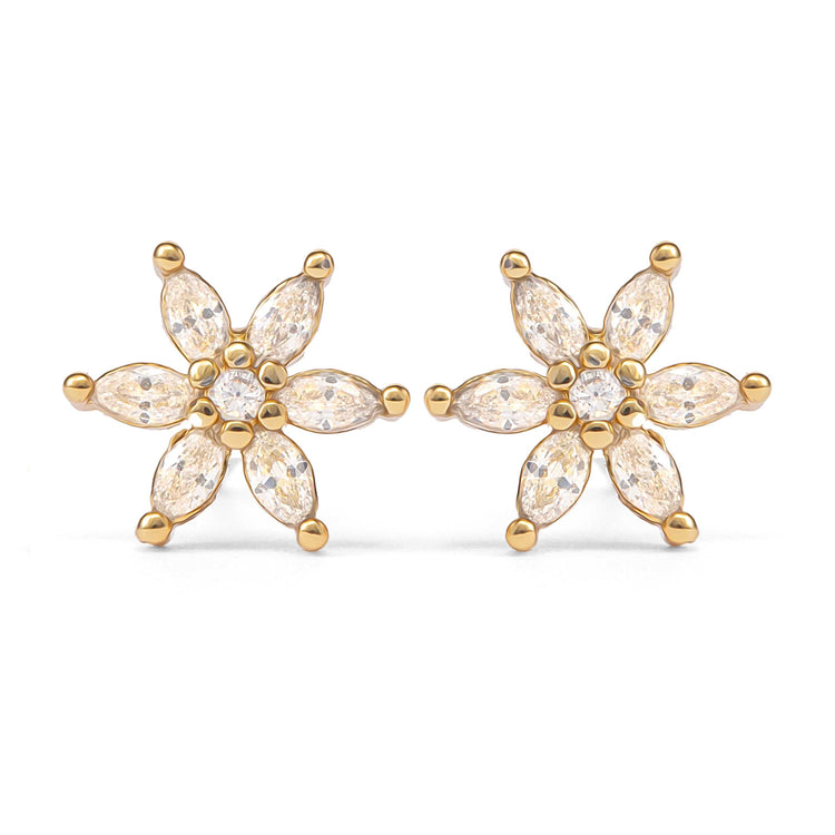 Shimmering Flower Stud Earrings