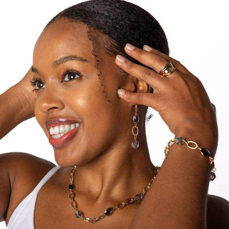 Smoky Crystal Drop Earrings