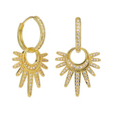 18ct gold-plated brass earrings with sunburst design and sparkling accents.