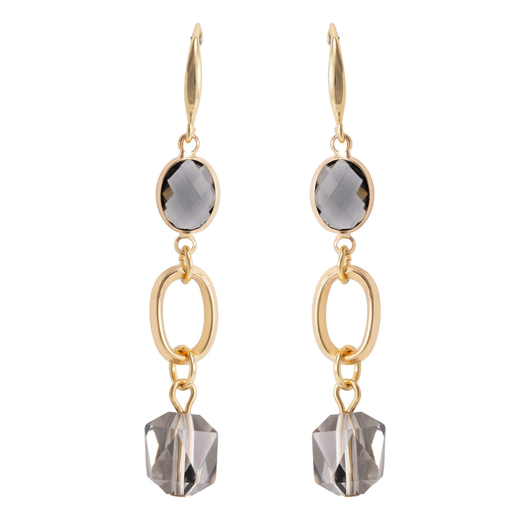 Smoky Crystal Drop Earrings