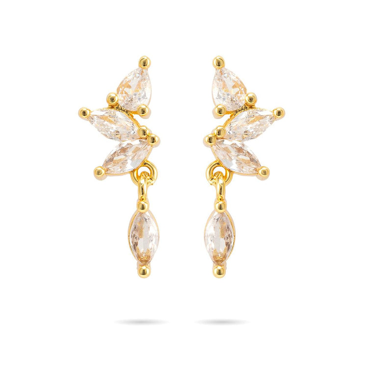14k gold-plated Starlight Drop Earrings with shimmering stones.
