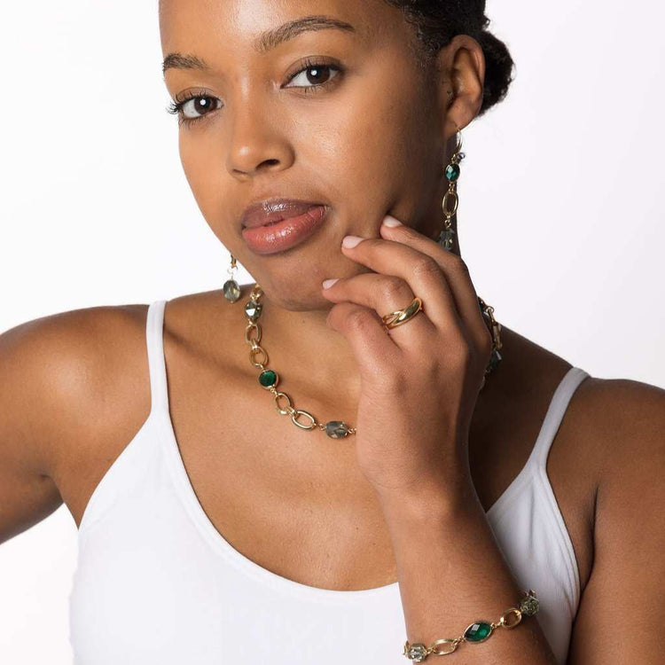 Elegant Green Crystal Link Bracelet