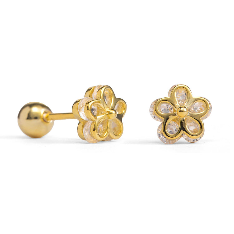 Shimmering Flower Stud Earrings
