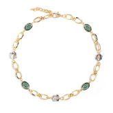 Dainty Green Crystals Link Necklace