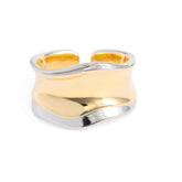 Two-Tone Wavy Open Ring