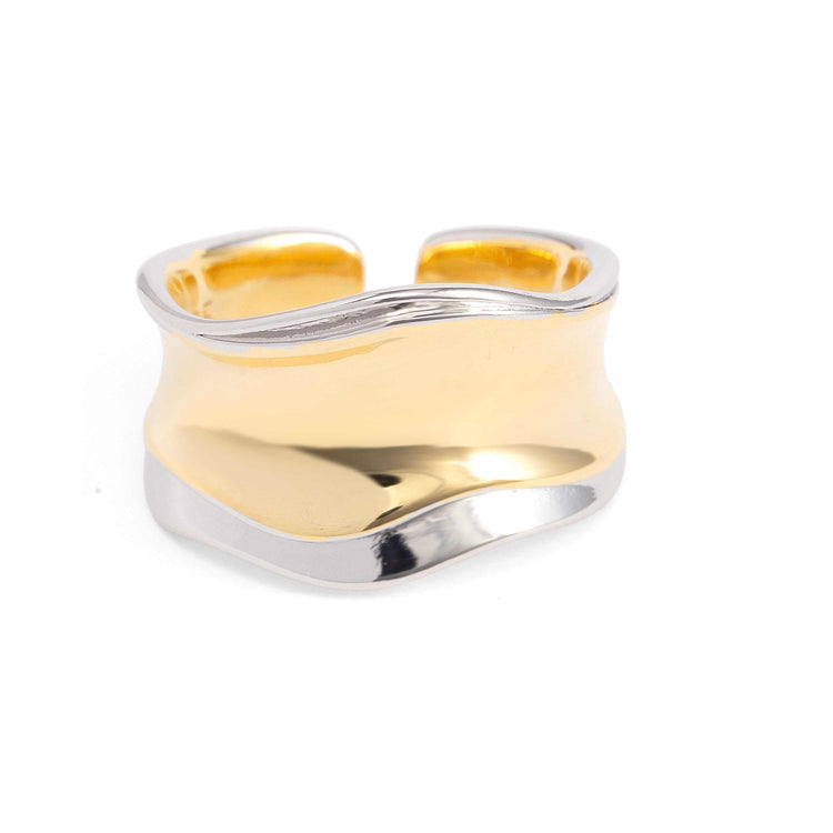 Two-Tone Wavy Open Ring