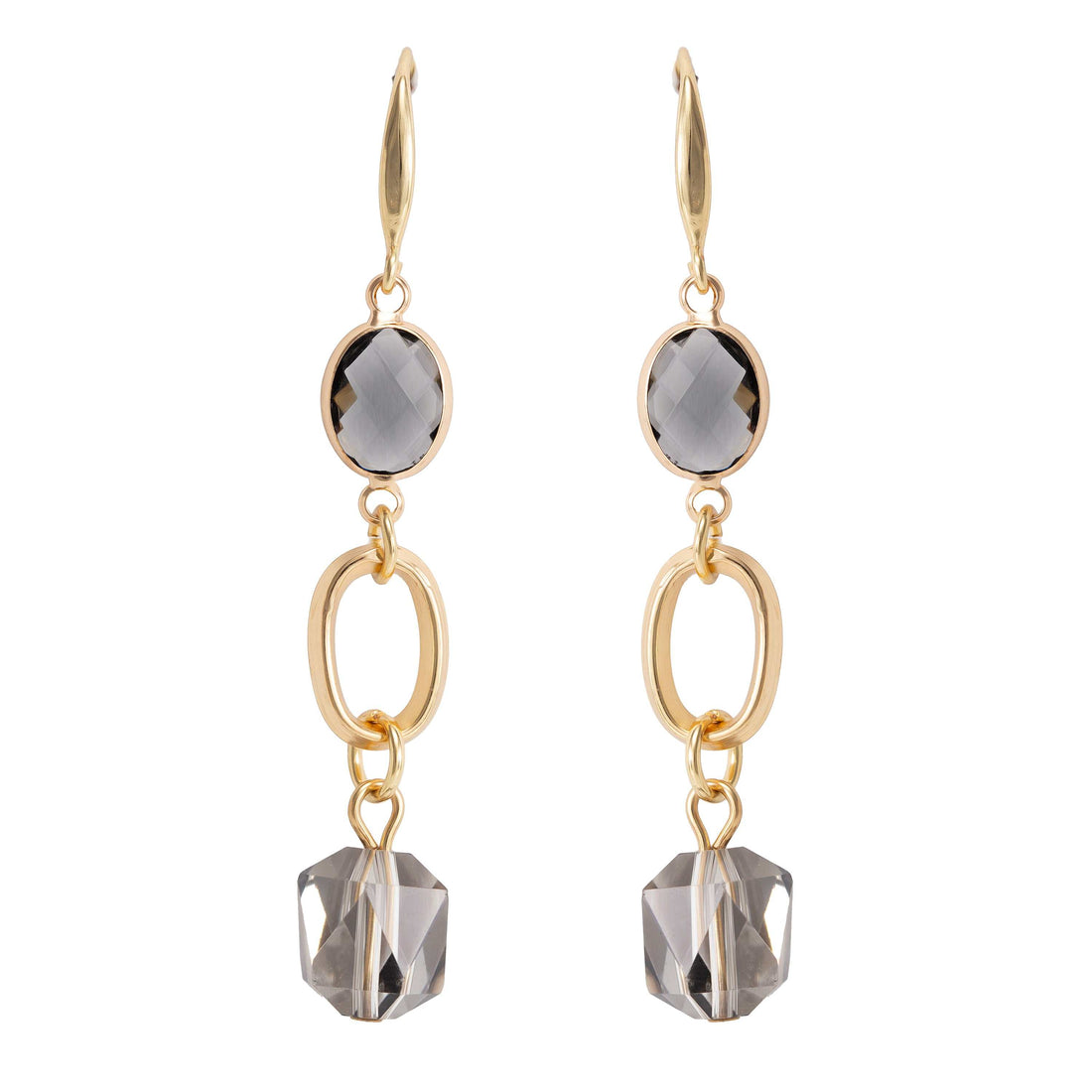 Smoky Crystal Drop Earrings